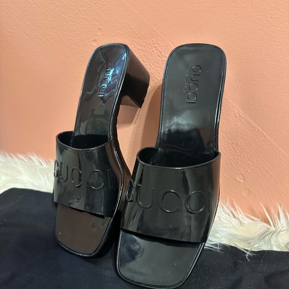 Gucci Black Jelly Platform Sandals